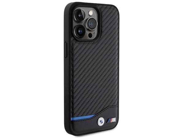 Hurtel BMW lær karbon-deksel til iPhone 15 Pro Max - sort