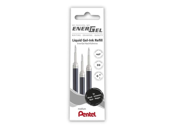 Refill, Pentel EnerGel, LRN7-3A, 0,35MM sort - (12 stk.)