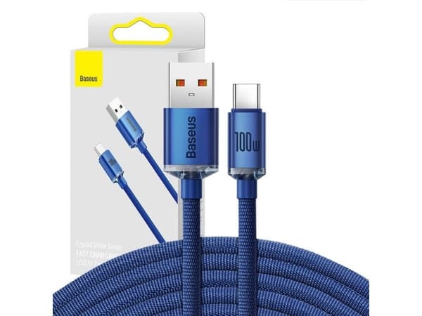 Baseus Crystal Shine USB til USB-C-kabel 100W 2 m, blå
