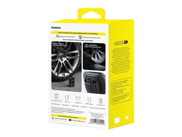 Baseus GoTrip VA1 Super Mini langaton kompressori 3 kärjellä - musta