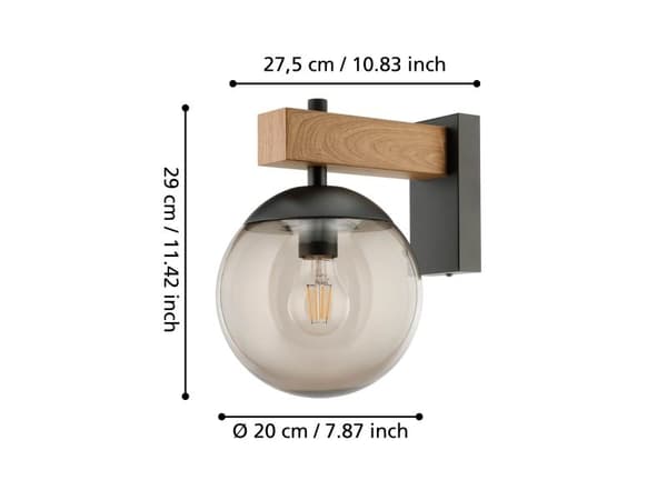 EGLO BUFALATA, E27, IP44, Svart, Brun