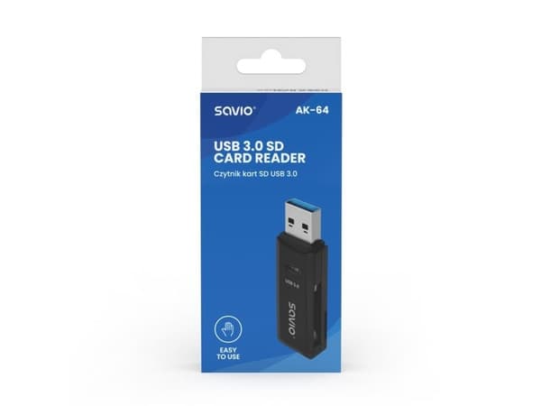 SAVIO AK-64 - Kortleser (SD, SDHC, SDXC, microSD, microSDHC, microSDXC) - USB 3.0