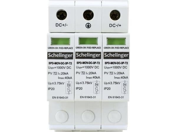 Bemko OVERSPENNINGSBEGRENSER 3P DC 1000V KLASSE T2 SCHELINGER