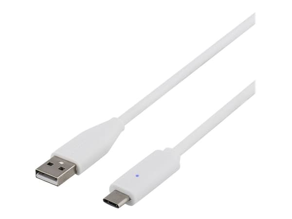 DELTACO - USB-kabel - USB (hann) til USB-C (hann) - USB 2.0 - 25 cm - hvit