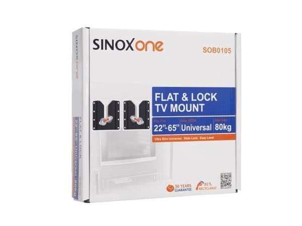 Sinox One TV väggfäste. 22\"-65\". Svart