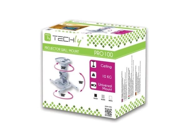 TECHly - Konsol - för projektor - aluminium - vit - takmonterbar