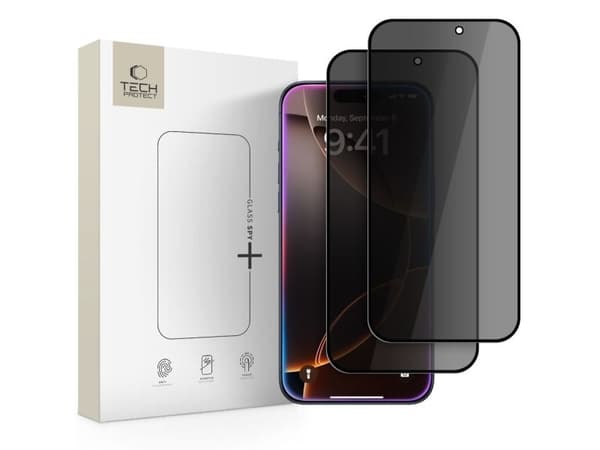 Hofi Szklo integritet Tech-Protect Glass Spy+ för Apple iPhone 16 Pro / 17 / 17 Pro Privacy [2-pack]