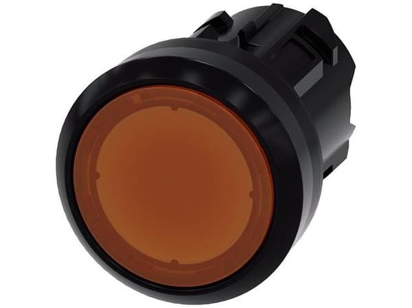 Lys tryckknapp 22 mm rund plast, orange knapp