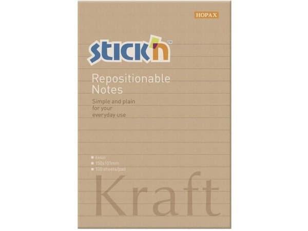 Notes, BNT Stick´n, Kraft pad, brun, 101 x150mm - (6 stk.)