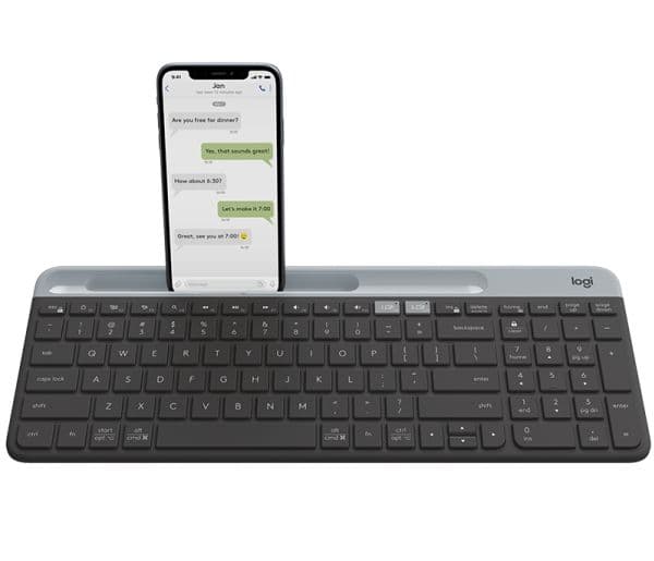 Logitech Slim Multi-Device Keyboard K580, Täysikokoinen (100 %), Langaton, RF Wireless + Bluetooth, QWERTY, Grafiitti