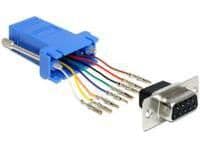 DeLOCK 65430, Sub-D 9p, RJ45, Musta, Sininen, Hopea