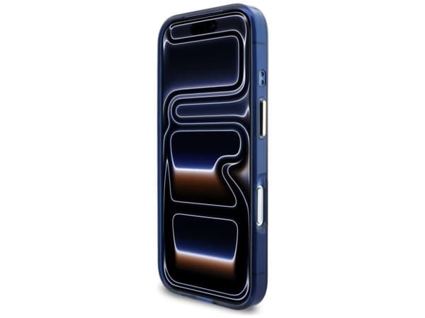 Guess IML Script Metal MagSafe-etuiet til iPhone 17 Pro - blå