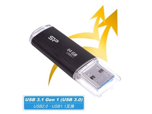 SILICON POWER Blaze B02 - USB-flashstasjon - 64 GB - USB 3.1 - svart