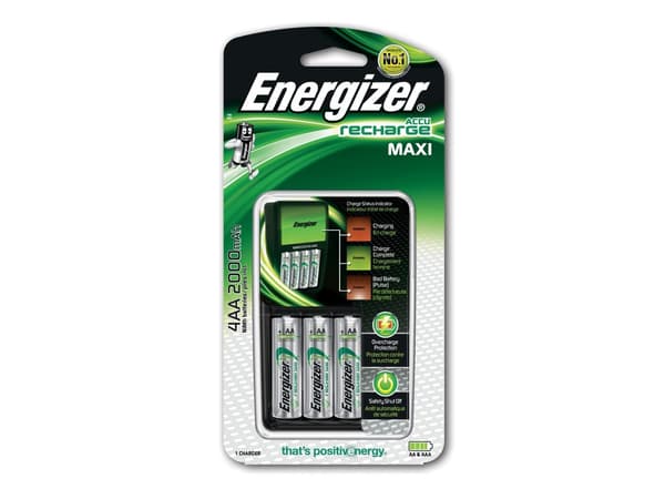 Batterioplader, Energizer Recharge Maxi, til AA og AAA