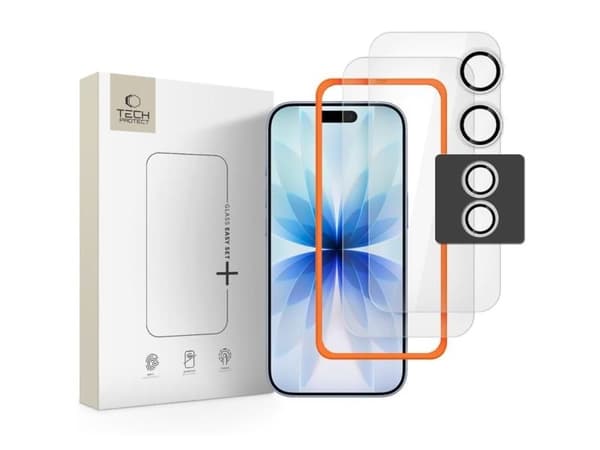 Tech-Protect Easy Set+ 3-pack härdat glas för iPhone 17 - transparent