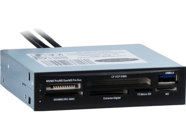 Inter-Tech CI-01 - Kortleser - 3,5" (CF I, CF II, MS, MS PRO, MMC, SD, MS Duo, MS PRO Duo, microSD, SDHC, MS Micro) - USB 3.0