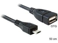 Delock - USB-kabel - Micro-USB type B (hann) til USB (hunn) - USB 2.0 OTG - 50 cm