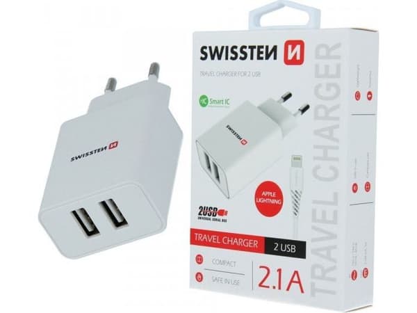 Swissten laddare 2x USB-A 2,1 A (52451)