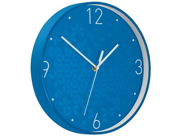 Leitz WOW - Klocka - kvarts - väggmonterbar - 29 cm - blue with geometric pattern