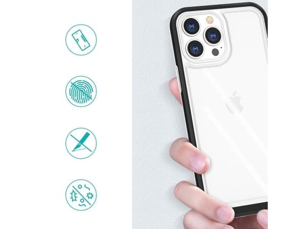 Klar 3-i-1-etui til iPhone 14 Plus - silikon med ramme - blå