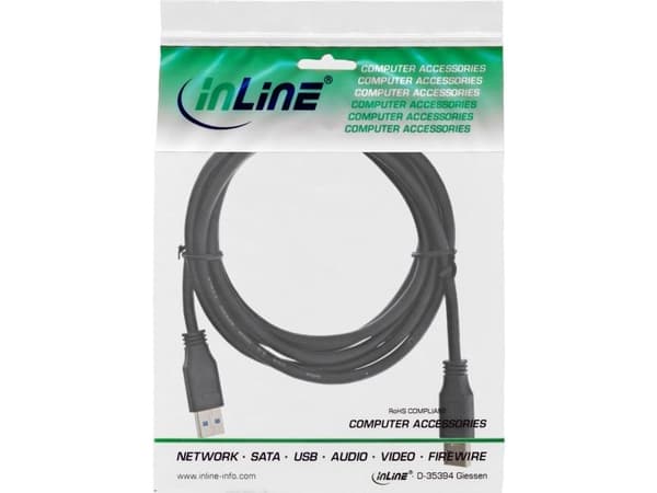 InLine USB 3.0-kabel, A til A, svart - 1,5m