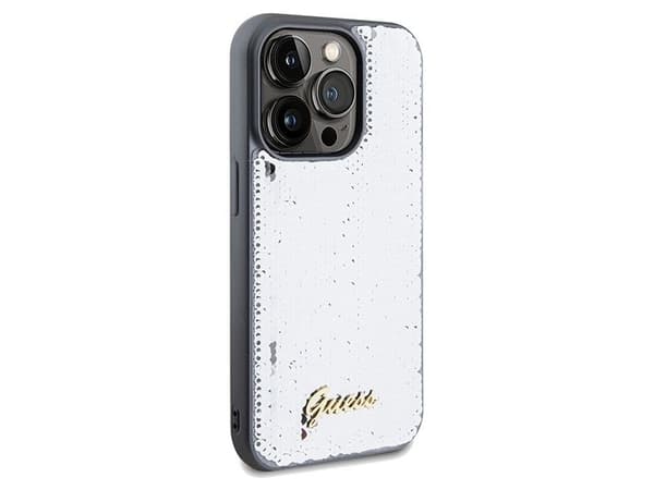 Guess paljetter script metallskal till iPhone 14 Pro - silver
