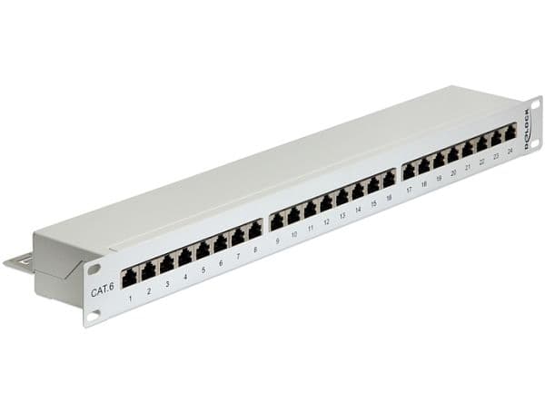 Delock - Patch-panel - CAT 6 - RJ-45 X 24 - ljusgrå - 1U - 19"