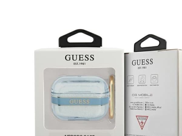 Guess GUAPHHTSB-deksel til AirPods Pro blå/blå med stropp (Strap Collection)