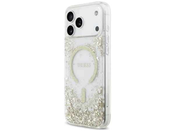 Guess Resin Bottom Glitter MagSafe Case for iPhone 18 Pro Max / 17 Pro Max - Gold