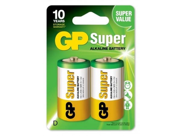 GP Super Alkaline D-batteri 13A/LR20 2-pak