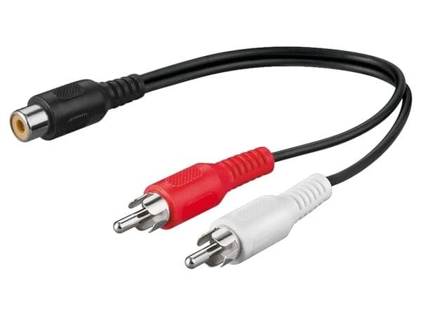 Goobay 50008, RCA, Hunkjønn, 2 x RCA, Hankjønn, 0,2 m, Sort, Rød, Hvit