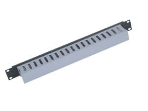 Triton 19" panel 1U with cable trunking single, Svart, 1U