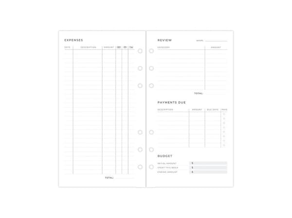 Filofax Budget Planner Refill Personal
