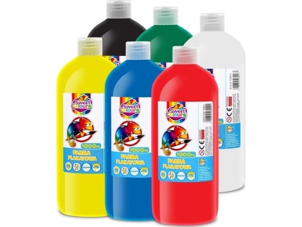 Affischtuber/plakatfärg i 1000 ml flaskor (6 färger)