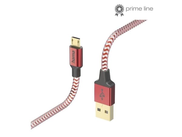 Hama Heijastava, 1,5 m, USB A, Micro-USB B, USB 2.0, 0,48 Gbit/s, punainen