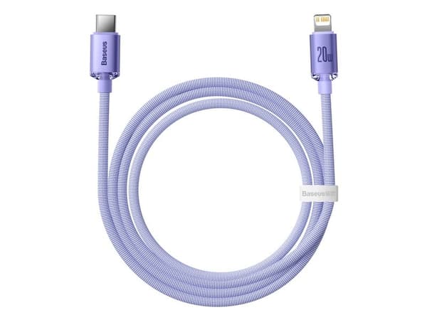 Baseus Crystal Shine, Lilla, USB C, Lightning, 1,2 m, Hankjønn, Hankjønn