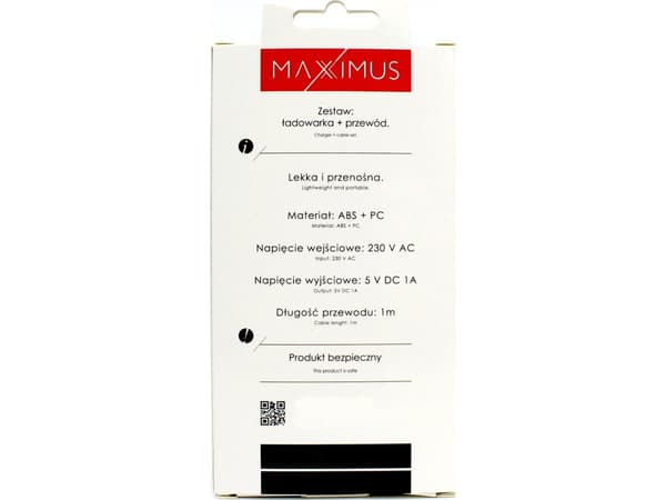 MAXXIMUS Charger Load... Maxximus Handy 1A + Micro USB