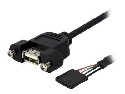 StarTech 1 ft Panel Mount USB Cable - USB A to Motherboard Header Cable Adapter F/F - USB 2.0 internal Cable (USBPNLAFHD1) - Intern-til-ekstern USB...