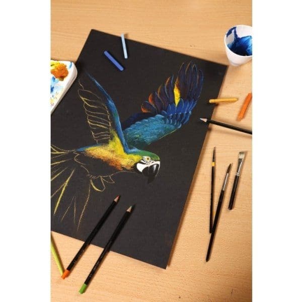 Paint-On Blok A3 250gram 20 ark sort papir, multi teknik, toplimet