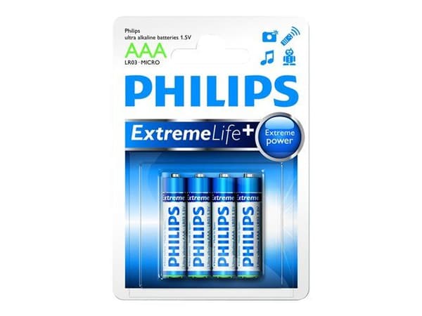 Philips ExtremeLife+ LR03E4B - Batteri 4 x AAA - alkaliskt