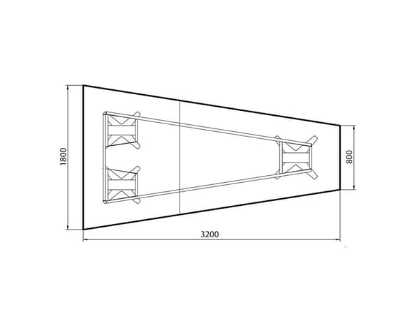 Konferencebord DNA, Antracit 3200x1800 mm trapezformet, Sort understel