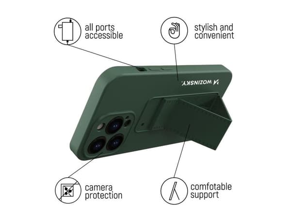 Wozinsky hållar-/ställfodral iPhone 13 mini silikonfodral med stativ ljusblå