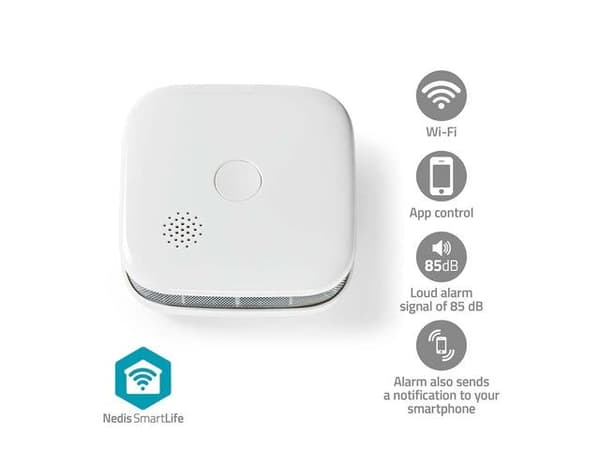 Nedis WIFIDS21WT3, Luft-prøve detektor, Hvit, 85 dB, Plast, Android, iOS, Batteri