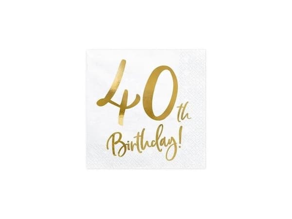 Servietter 40th birthday, guld