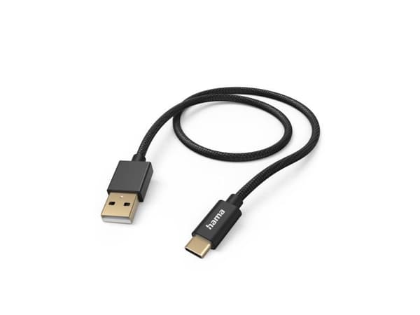 Hama Fabric, 1,5 m, USB A, USB C, USB 2.0, 480 Mbit/s, Sort