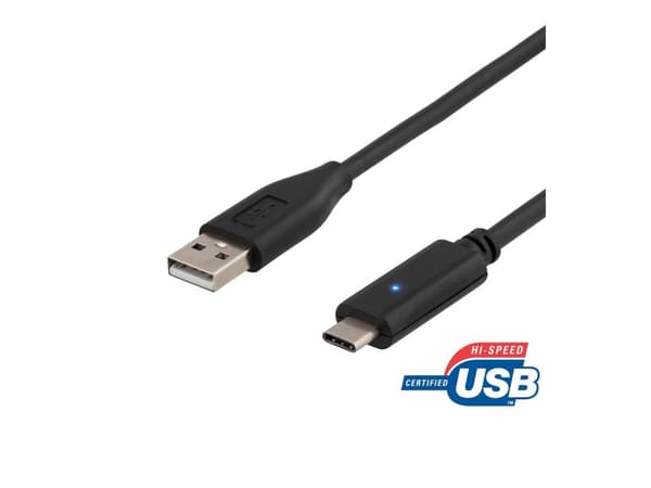 DELTACO - USB-kabel - USB (hann) til USB-C (hann) - USB 2.0 - 1 m - svart