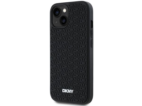 DKNY 3D Rubber Repeat Pattern case for iPhone 15/14/13 - black
