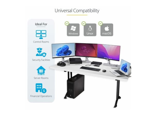Startech 4-Port KM Switch with Mouse Roaming, USB Switch for Keyboard/Mouse, 3.5mm and USB Audio, Peripheral Sharing for 4 Computers, USB 3.0 Switc...