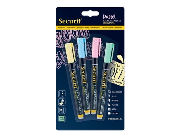 Securit® original kridtmarker sæt med fire pastelfarver