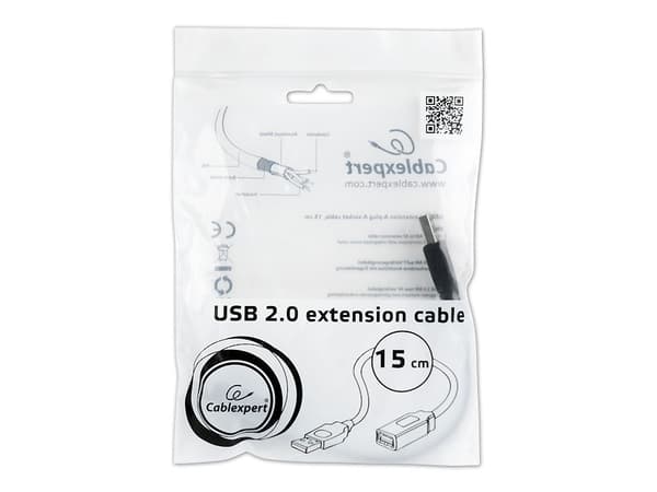 Cablexpert - USB forlængerkabel - USB (hun) til USB (han) - USB 2.0 - 15 cm - formet - sortti